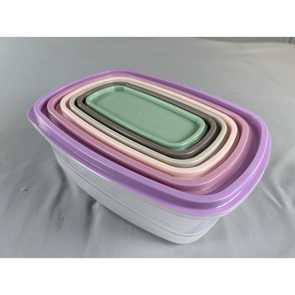 Nesting Food Storage Container Set 6 Pc BPA Free Plastic Lids Multicolor